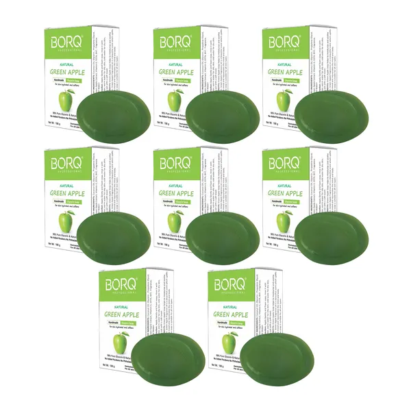 BORQ_Natural_Green_Apple_Glycerine_Bath_Soap_800gm_|_For_Skin_Hydrated_and_Softens_|_Pure_Glycerin_&_Natural_Oils_|_Paraben-Free_Sulfate-Free_|_For_All_Skin_Type_(8X100gm)_Pack_Of_8