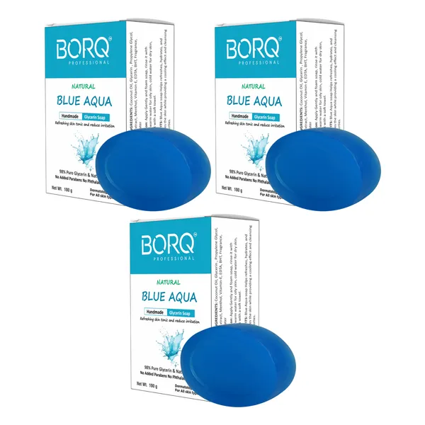 BORQ_Natural_Blue_Aqua_Glycerine_Bath_Soap_300gm_|_Refreshing_Skin_And_Reduce_Irritation_|_Pure_Glycerin_&_Natural_Oils_|_Paraben-Free_Sulfate-Free_|_For_All_Skin_Type_(3X100gm)_Pack_Of_3