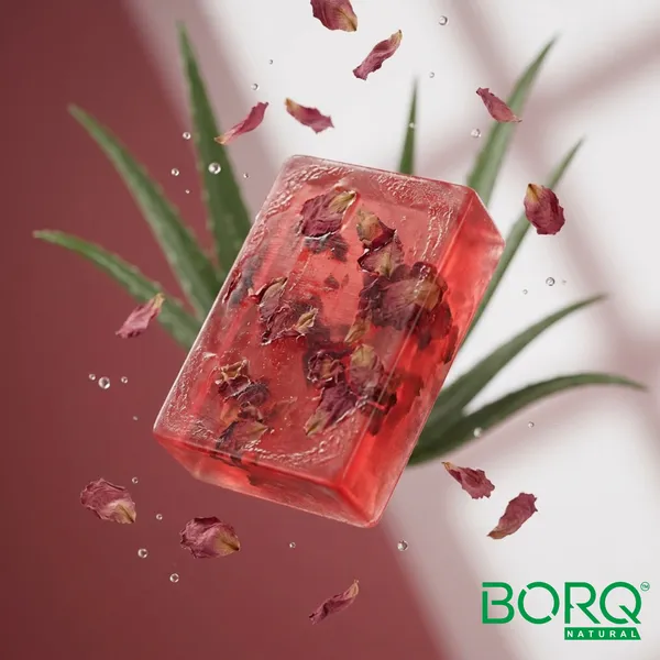 BORQ_Natural_Real_Rose_Petals_Glycerine_Bath_Soap_300gm_|_For_Skin_Reduce_Blemishes_And_Dark_Spots_|_Pure_Glycerin_&_Natural_Oils_|_Paraben-Free_Sulfate-Free_|_For_All_Skin_Type_(3X100gm)_Pack_Of_3
