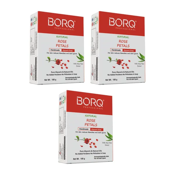BORQ_Natural_Real_Rose_Petals_Glycerine_Bath_Soap_300gm_|_For_Skin_Reduce_Blemishes_And_Dark_Spots_|_Pure_Glycerin_&_Natural_Oils_|_Paraben-Free_Sulfate-Free_|_For_All_Skin_Type_(3X100gm)_Pack_Of_3