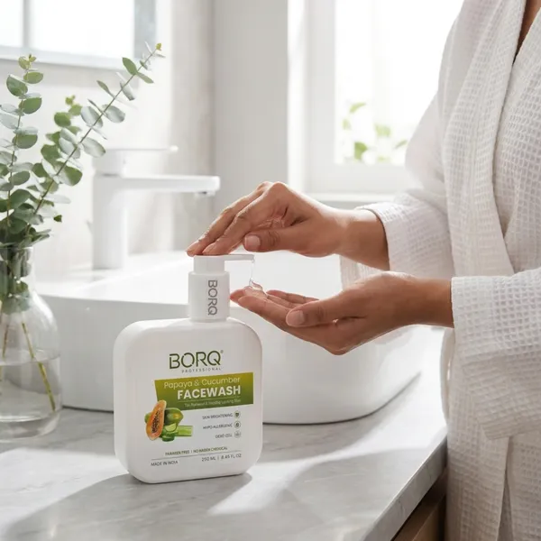 BORQ_Papaya_&_Cucumber_Face_Wash_250ml_|_For_Glowing_&_Healthy_Skin_|_Reducing_Dark_Spots_&_Blemishes_|_Paraben-Free_Sulfate-Free_|_Suitable_To_All_Skin_Type_|_For_Man_&_Women_|_(1X250ml)_Pack_Of_1