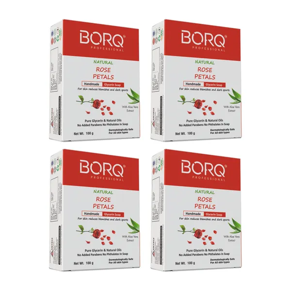BORQ_Natural_Real_Rose_Petals_Glycerine_Bath_Soap_400gm_|_For_Skin_Reduce_Blemishes_And_Dark_Spots_|_Pure_Glycerin_&_Natural_Oils_|_Paraben-Free_Sulfate-Free_|_For_All_Skin_Type_(4X100gm)_Pack_Of_4