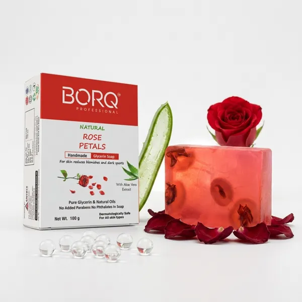 BORQ_Natural_Real_Rose_Petals_Glycerine_Bath_Soap_400gm_|_For_Skin_Reduce_Blemishes_And_Dark_Spots_|_Pure_Glycerin_&_Natural_Oils_|_Paraben-Free_Sulfate-Free_|_For_All_Skin_Type_(4X100gm)_Pack_Of_4