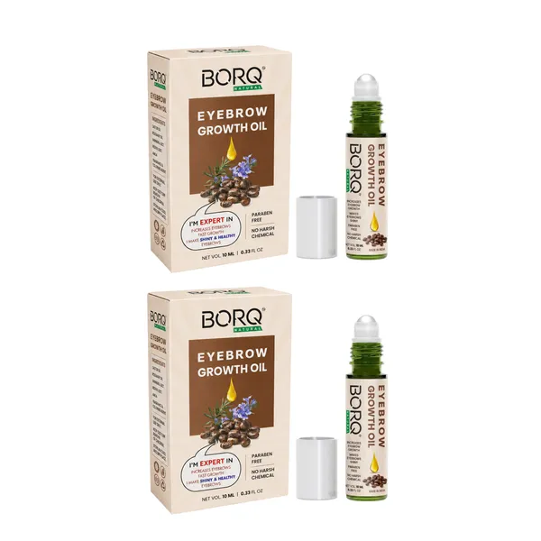 BORQ_Natural_Eyebrow_Growth_Oil_20ml_|_Eyebrow_Thickening_Oil_|_Promotes_Fast_Eyebrow_Hair_Growth_|_100%_Pure_Virgin_Castor_&_Essential_Oils_|_For_Fuller_&_Healthy_Brows_|_For_Man_&_Women_|_(2X10ml)_Pack_Of_2