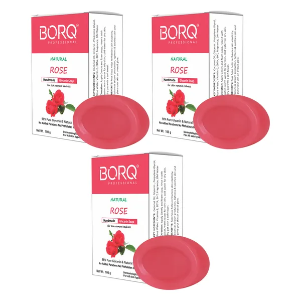 BORQ_Natural_Rose_Water_Glycerine_Bath_Soap_300gm_|_For_Natural_Moisturizing_Glowing_Skin_|_Pure_Glycerin_&_Natural_Oils_|_Paraben-Free_Sulfate-Free_|_For_All_Skin_Type_(3X100gm)_Pack_Of_3