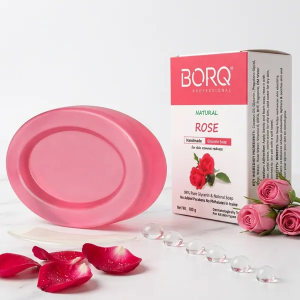 BORQ_Natural_Rose_Water_Glycerine_Bath_Soap_300gm_|_For_Natural_Moisturizing_Glowing_Skin_|_Pure_Glycerin_&_Natural_Oils_|_Paraben-Free_Sulfate-Free_|_For_All_Skin_Type_(3X100gm)_Pack_Of_3