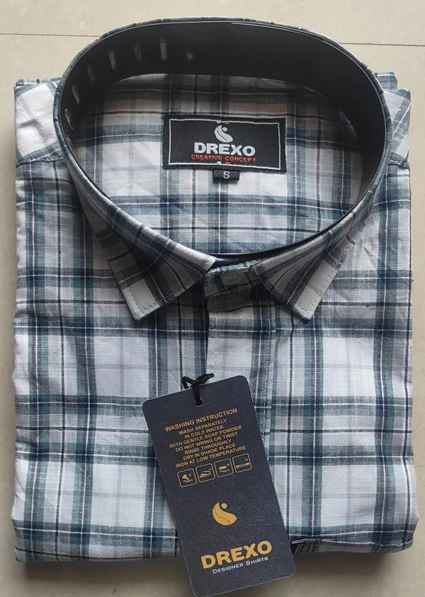 Drexo_Men's_Cotton_Linen_Slub_Full_Sleeve_Checkered_Casual_Shirt