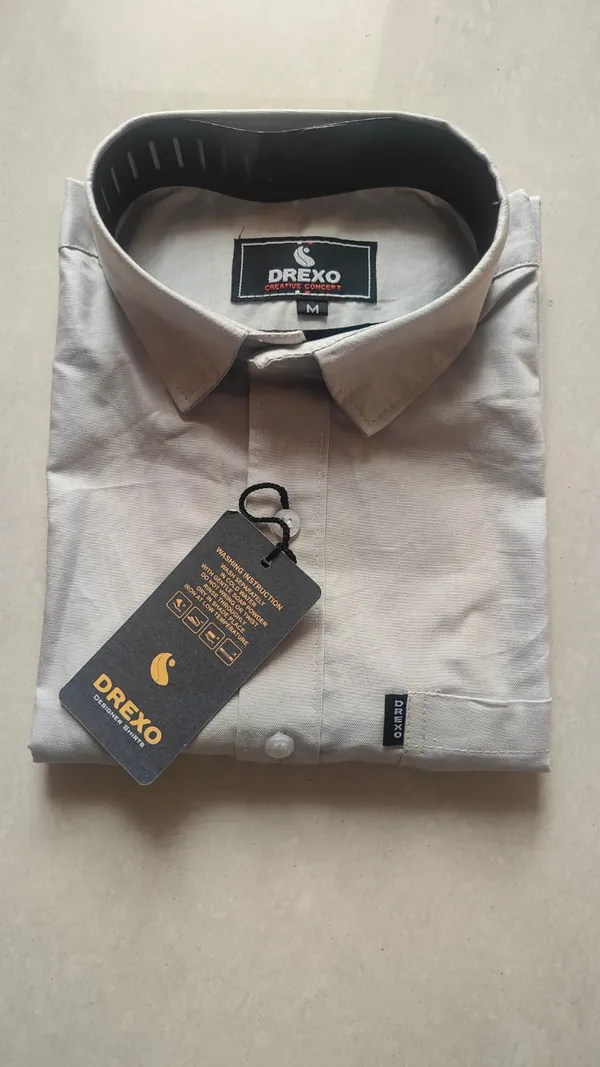 Drexo_Men's_Cotton_Oxford_Half_Sleeve_Solid_Casual_Shirt