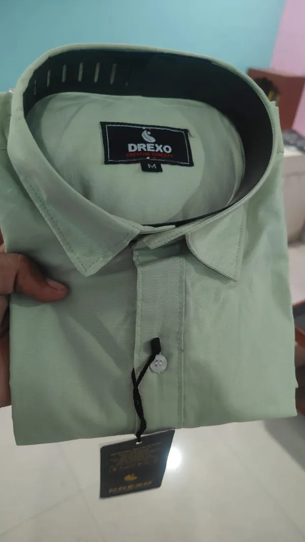 Drexo_Men's_Cotton_Oxford_Half_Sleeve_Solid_Shirt