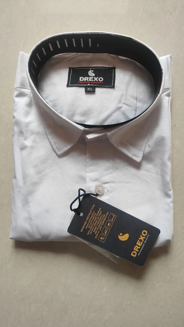 Drexo_Men's_Cotton_Oxford_Half_Sleeve_Solid_Shirt