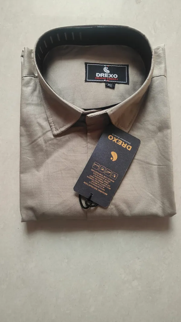 Drexo_Men's_Cotton_Oxford_Half_Sleeve_Solid_Shirt