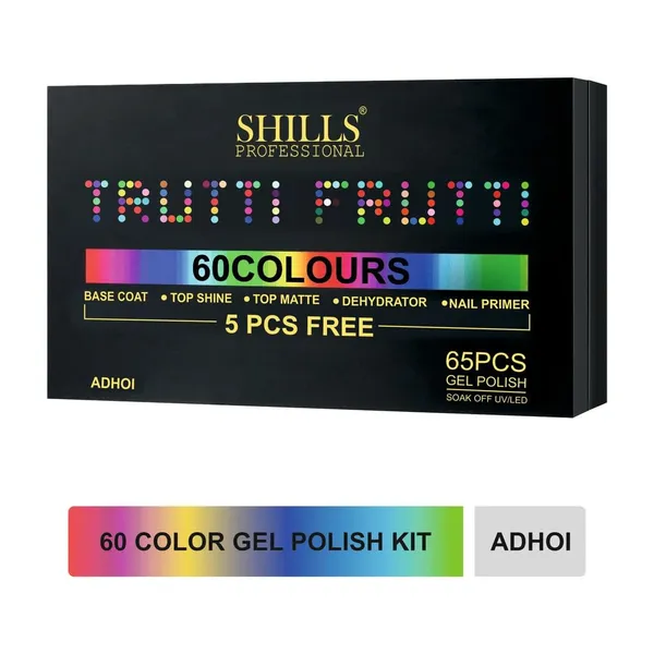 SHILLS_PROFESSIONAL_Nail_Gel_Polish_65_PCS_Kit_|_60_Colour_UV/LED_Soak_Off_Gel_Polish_Set_with_Base_Coat,_Top_Coat_Shine,_Top_Coat_Matte,_Nail_Primer_&_Dehydrator_|_Professional_Salon_&_Home_Use_(Vondh)