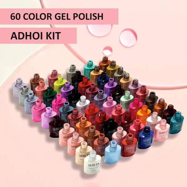 SHILLS_PROFESSIONAL_Nail_Gel_Polish_65_PCS_Kit_|_60_Colour_UV/LED_Soak_Off_Gel_Polish_Set_with_Base_Coat,_Top_Coat_Shine,_Top_Coat_Matte,_Nail_Primer_&_Dehydrator_|_Professional_Salon_&_Home_Use_(Vondh)