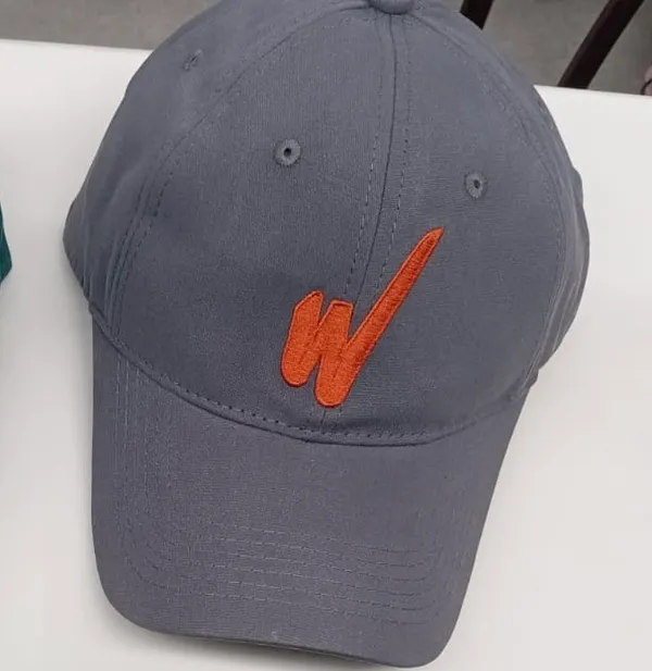 Grey_Cotton_Baseball_Cap_Orange_Logo_Embroidery_For_Unisex