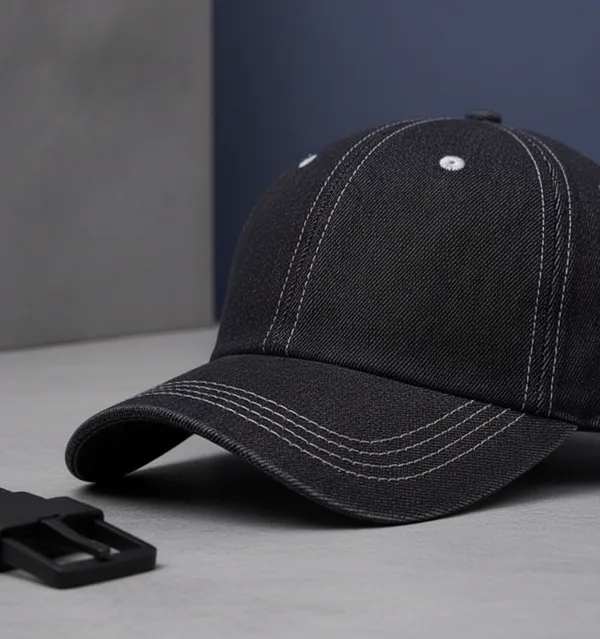 Black_Cotton_Baseball_Cap_Contrast_Stitch_For_Unisex