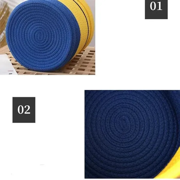 Handmade_Minion_Character_Storage_Basket_With_Lid_Yellow_And_Blue_Cotton_Rope_Organizer
