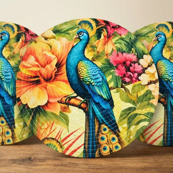 Decorative_Peacock_Floral_Round_Placemat