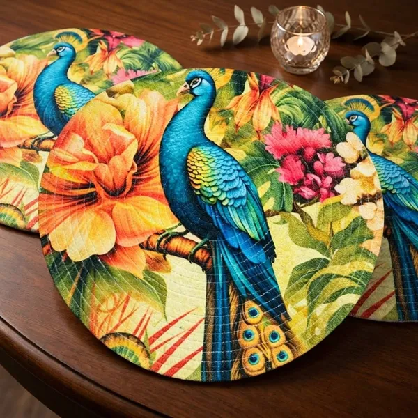 Decorative_Peacock_Floral_Round_Placemat