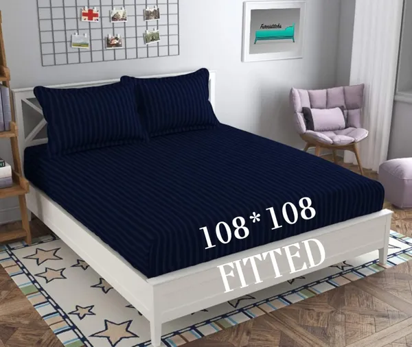 Navy_Blue_Striped_Fitted_Bedsheet_Set_With_Pillow_Covers_108X108_Inches