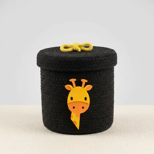 Pack_Of_2_Black_Knitted_Storage_Baskets_With_Yellow_Giraffe_Design_And_Bow_Lid