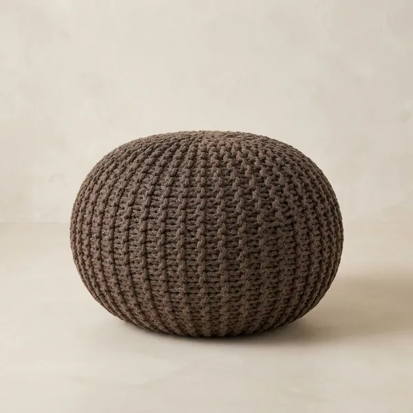 Handknitted_Round_Pouf_Ottoman_Dark_Brown