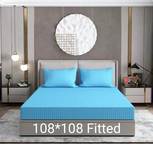 Fitted_Bedsheet_With_Pillow_Covers_Sky_Blue_Striped_Pattern