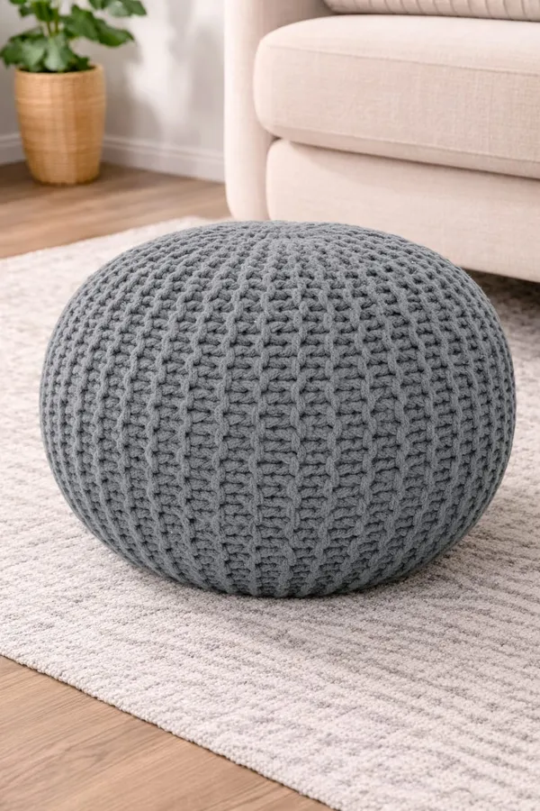 Handknitted_Pouf_Ottoman_Charcoal_Grey
