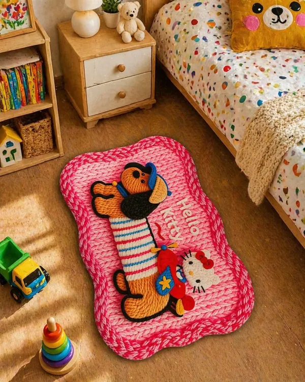 Pink_Dog_7d_Printed_Floor_Mat_With_Hello_Kitty_Design