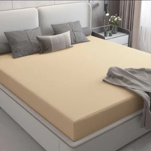 Premium_Elastic_Fitted_Bed_Waterproof_Mattress_Protector_100%__With_Deep_Pockets_Beige,_Cream
