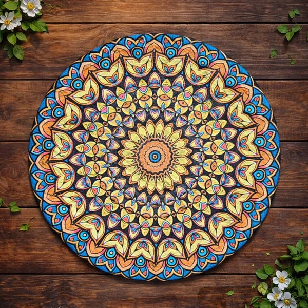 Pack_Of_6_Handcrafted_Wooden_Mandala_Wall_Art_Blue_And_Orange_Floral_Design