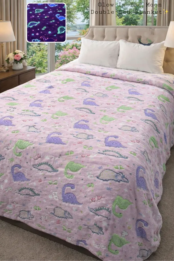 Glow_In_The_Moon_Double_Bed_Blanket_Dinosaur_Print