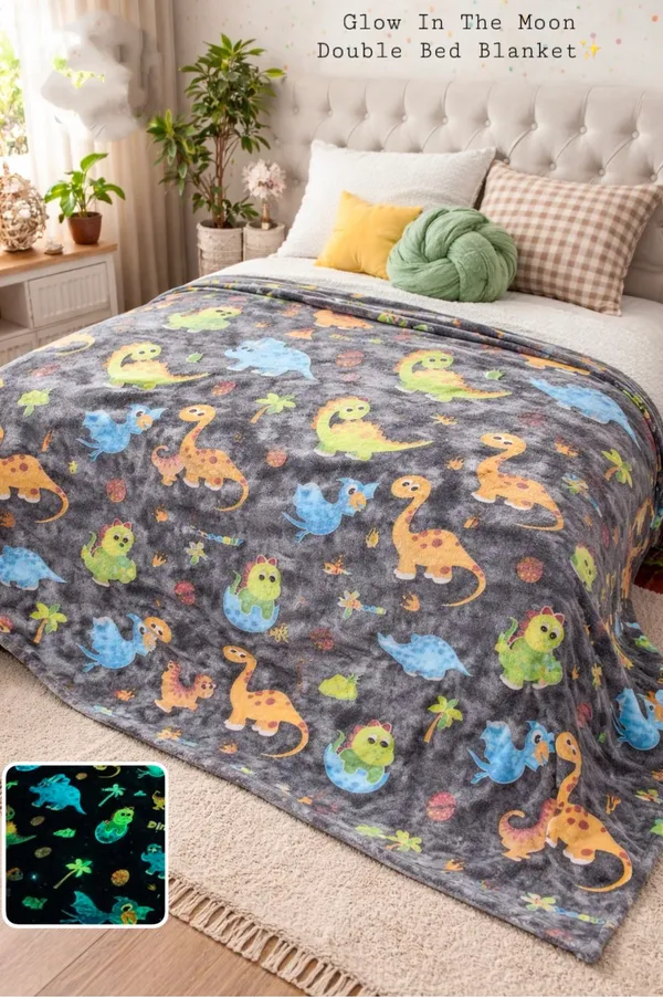 Glow_In_The_Moon_Double_Bed_Blanket_Cute_Dinosaur_Print