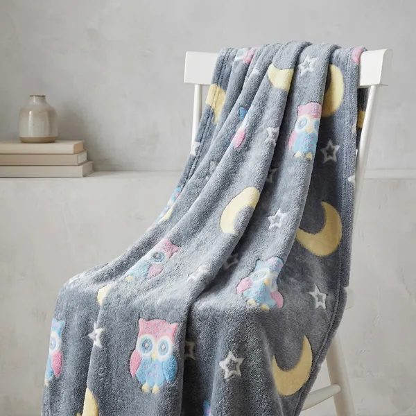 Glow_In_The_Dark_Owl_And_Moon_Double_Bed_Blanket_Soft_And_Cozy