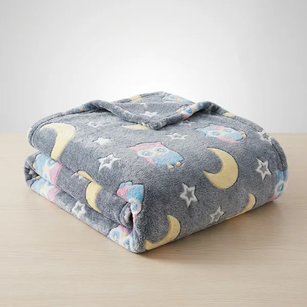 Glow_In_The_Dark_Owl_And_Moon_Double_Bed_Blanket_Soft_And_Cozy