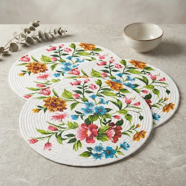 Round_Quilted_Table_Mat_With_Floral_Embroidery_White_Multicolor