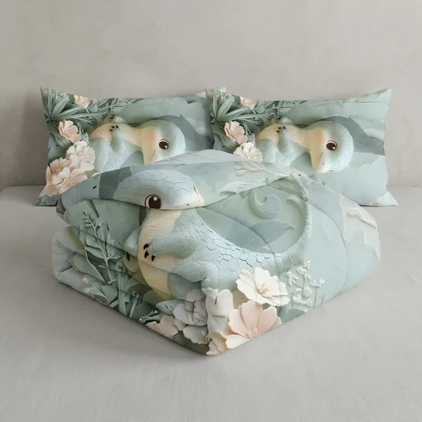 Magical_King_Size_3D_Digital_Print_Bedding_Set_Cute_Dragon_With_Floral_Design