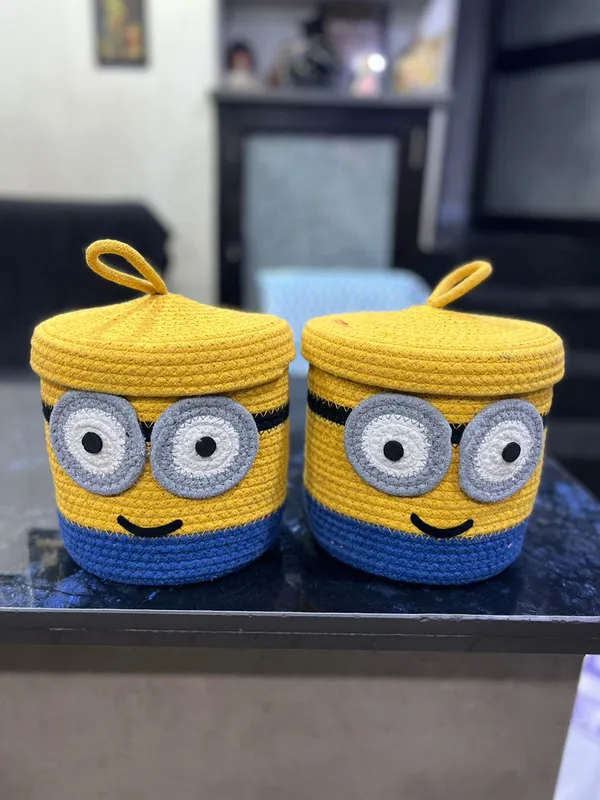 Handmade_Crochet_Minion_Storage_Baskets