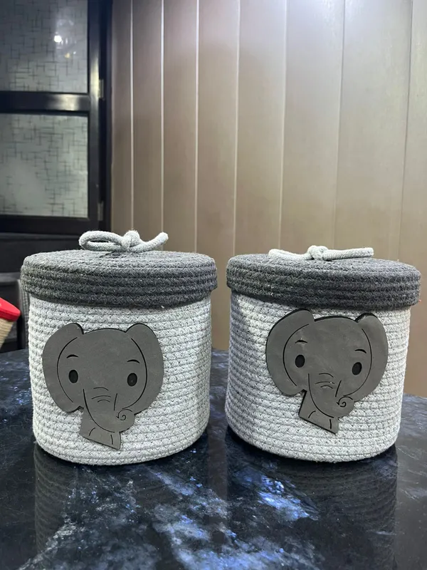 Pack_Of_2_Elephant_Design_Cotton_Rope_Storage_Baskets_With_Lid
