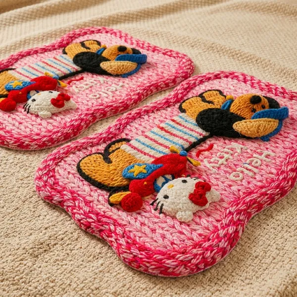 Pink_Dog_7d_Printed_Floor_Mat_With_Hello_Kitty_Design