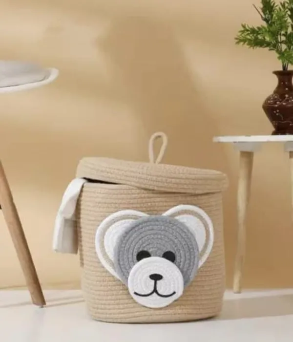 Beige_Teddy_Bear_Rope_Storage_Basket_With_Handles