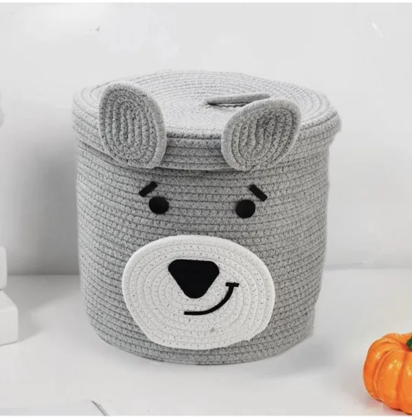 Grey_Bear_Storage_Basket_With_Lid