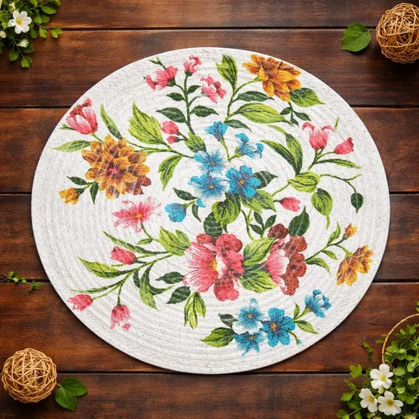 Round_Quilted_Table_Mat_With_Floral_Embroidery_White_Multicolor