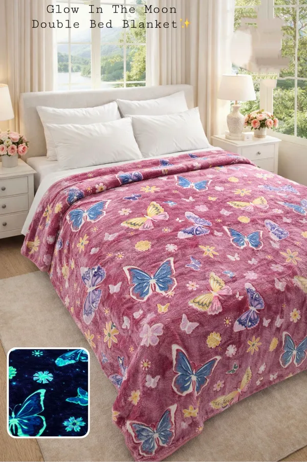 Glow_In_The_Moon_Double_Bed_Blanket_Butterfly_Print