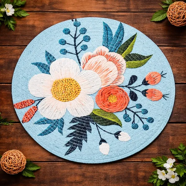Pack_Of_6_Handmade_Floral_Breaded_Printed_Circular_Wall_Art_Blue_Background