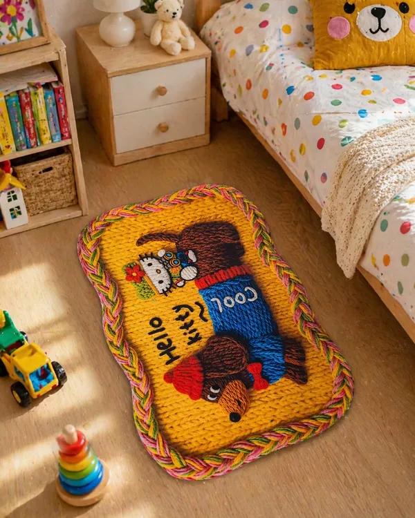 Miffy_Bunny_Character_7d_Printed_Rug_Yellow_Background_With_Colorful_Border