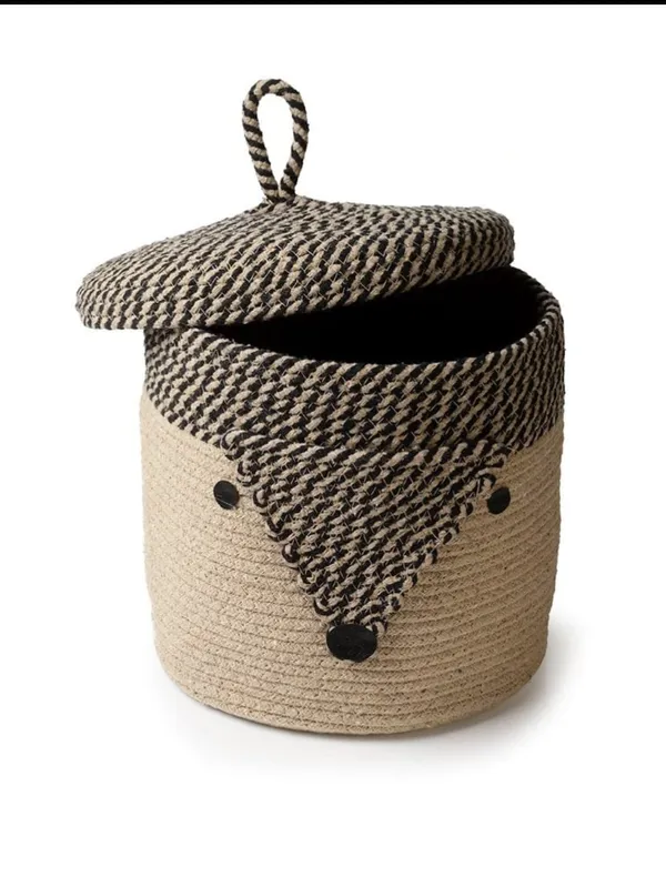 Hedgehog_Storage_Basket_With_Lid_Woven_Jute_Organizer