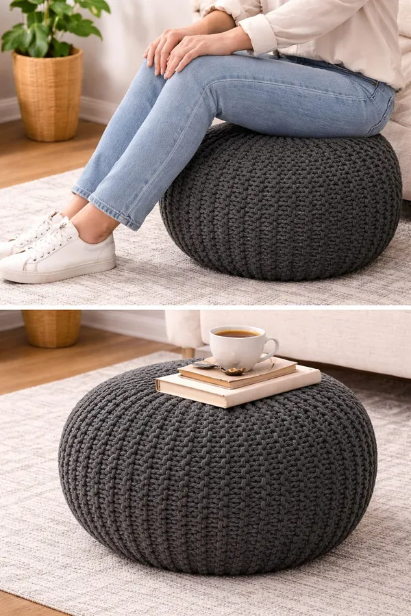 Handknitted_Pouf_Ottoman_Charcoal_Grey
