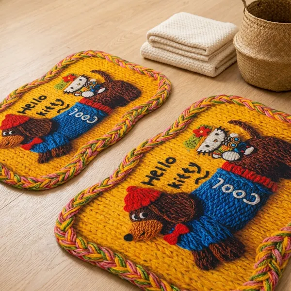 Miffy_Bunny_Character_7d_Printed_Rug_Yellow_Background_With_Colorful_Border