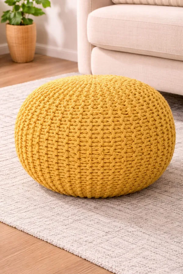 Mustard_Yellow_Handknitted_Round_Floor_Pouf_Ottoman