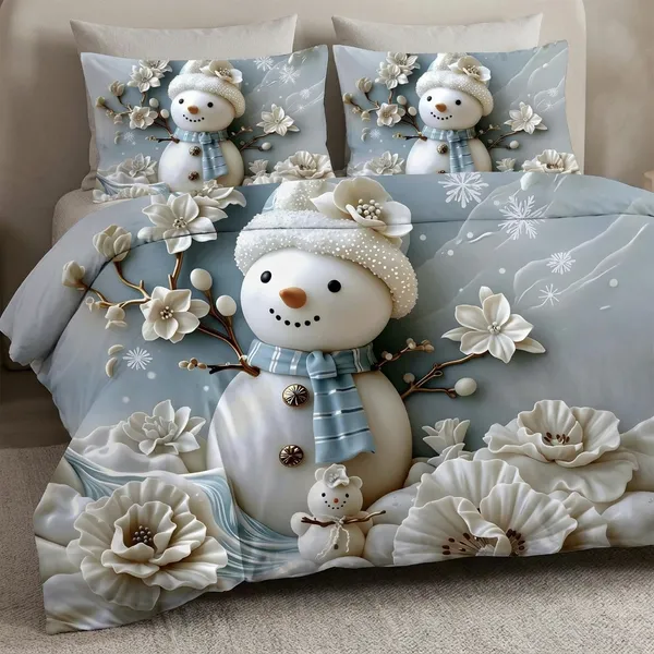 Magical_Snowman_3D_Bedding_Set_King_Size_110X110_Inches_7D_Digital_Print